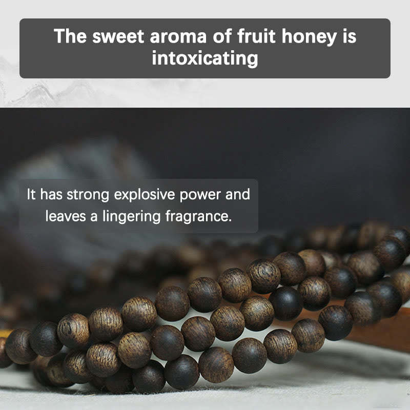 7mm 108 Mala Beads Nha Trang Qinan Agarwood Peace Strength Bracelet