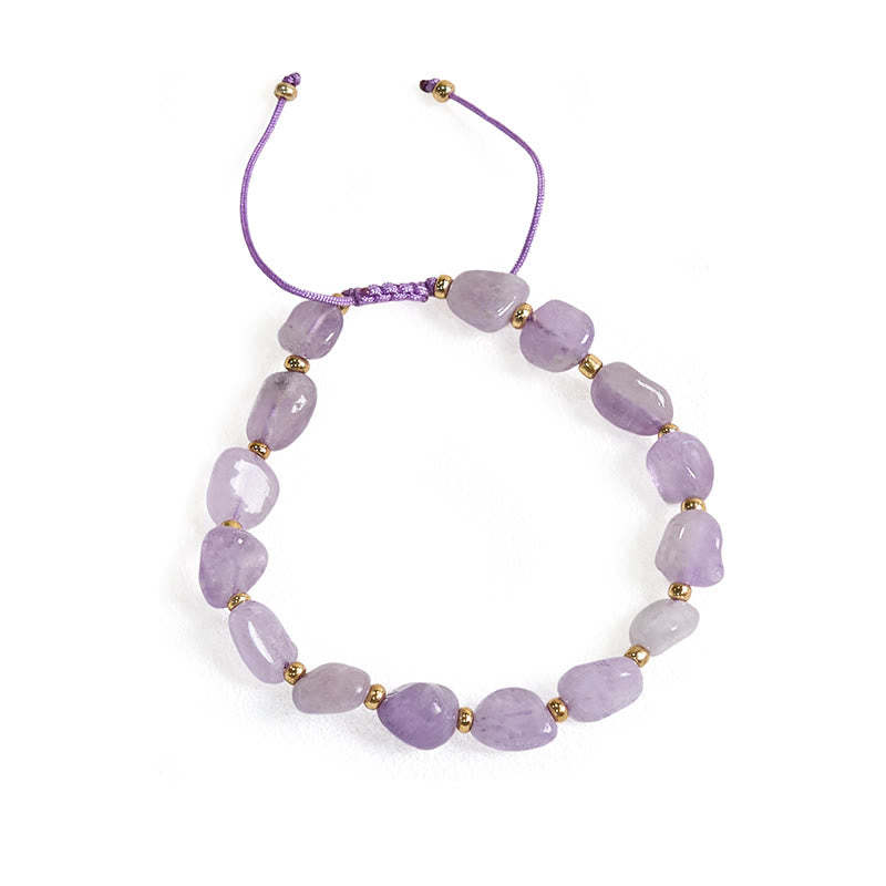 Irregular Shape Amethyst Braid String Balance Bracelet