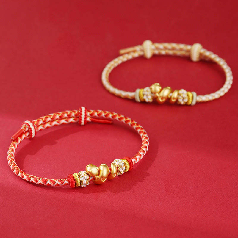 999 Sterling Silver Gradient Red String Year Of The Snake Luck Braided Bracelet