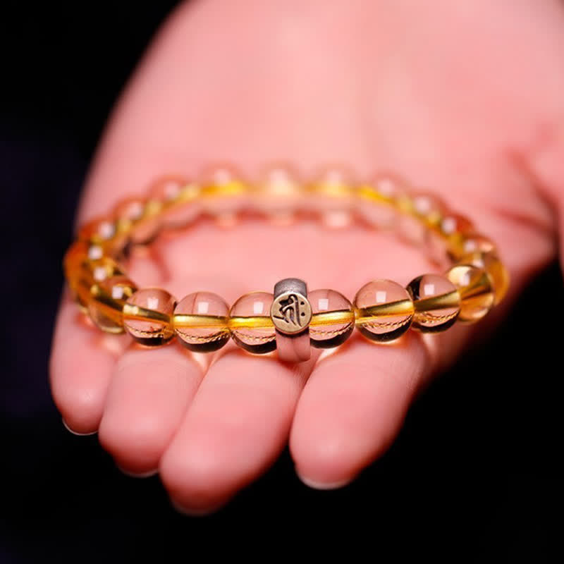 925 Sterling Silver Chinese Zodiac Natal mystic zen Citrine Protection Bracelet