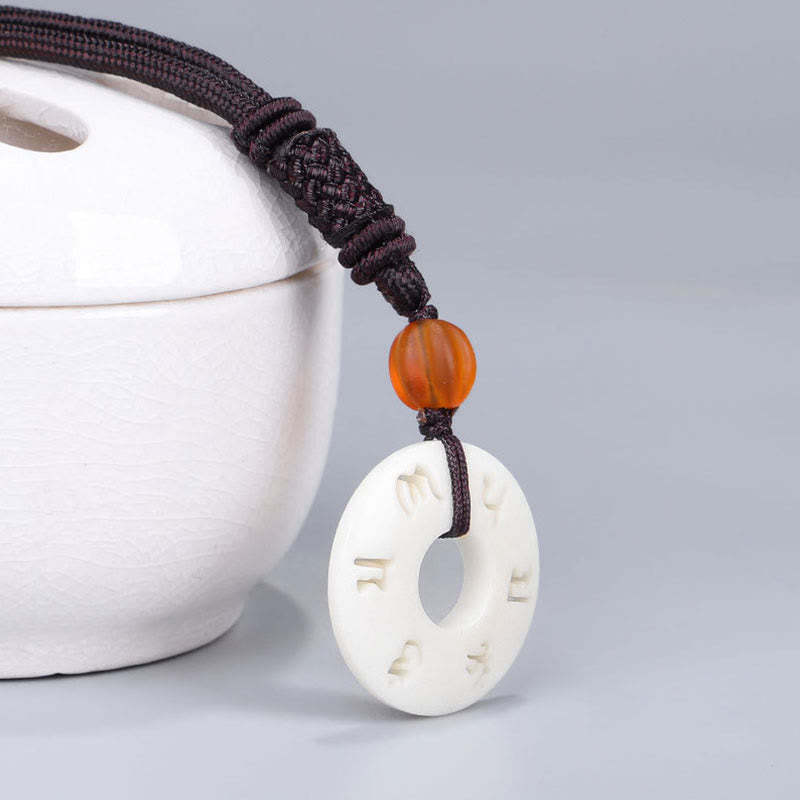 Ivory Fruit Om Mani Padme Hum Engraved Protection Necklace Pendant