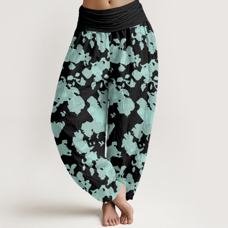 Casual Abstract Camouflage Pattern Women's Elastic Waist Harem Pants