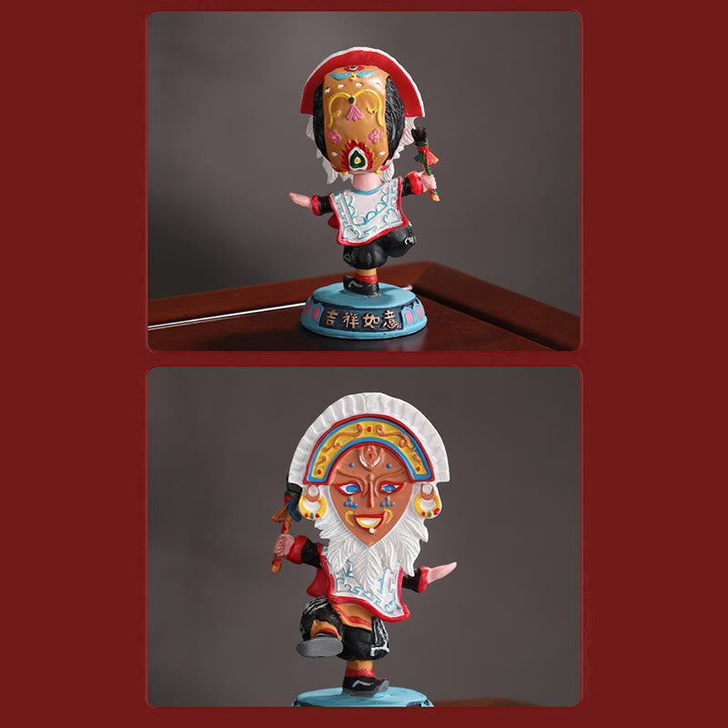 Tibetan Opera Face Mask Puppet Home Office Car Decoration Ornament