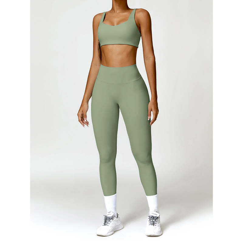 Gym Sports Yoga Backless Bra Crop Tank Top Shorts