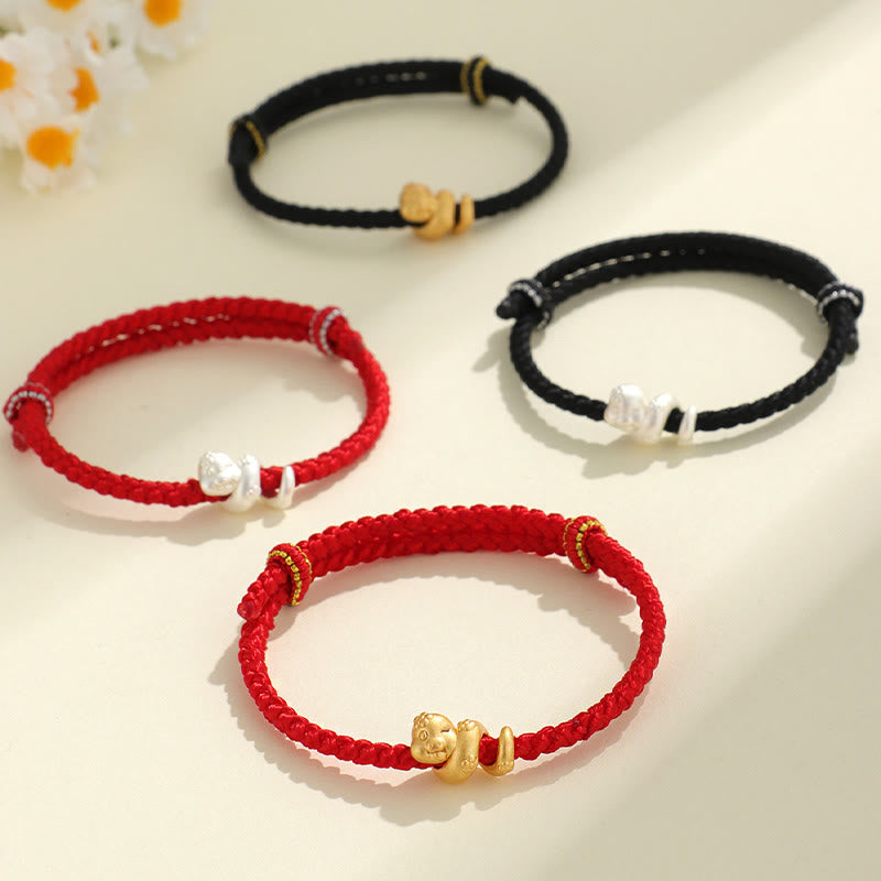Handmade 999 Sterling Silver Year Of Snake Red String Luck Braided Bracelet