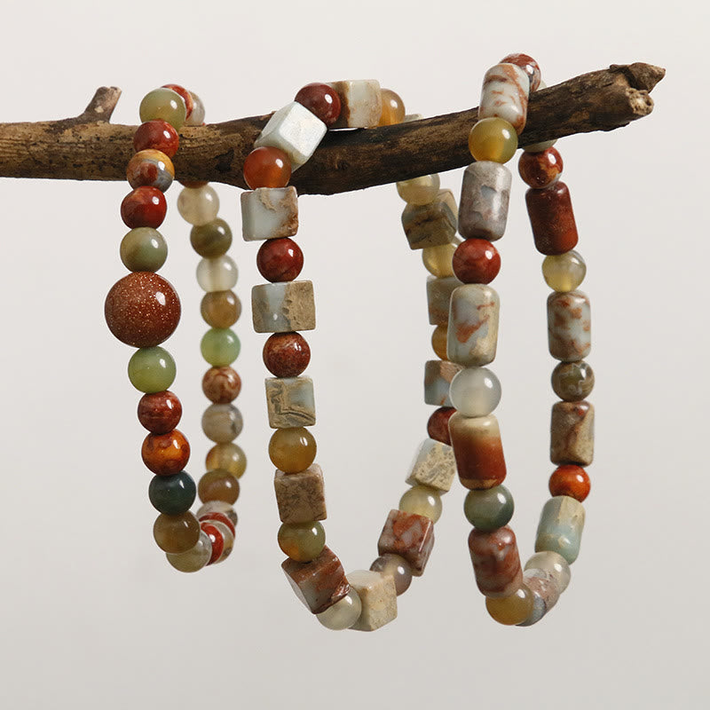 Natural Stone Sea Sediment Jasper Agate Protection Bracelet