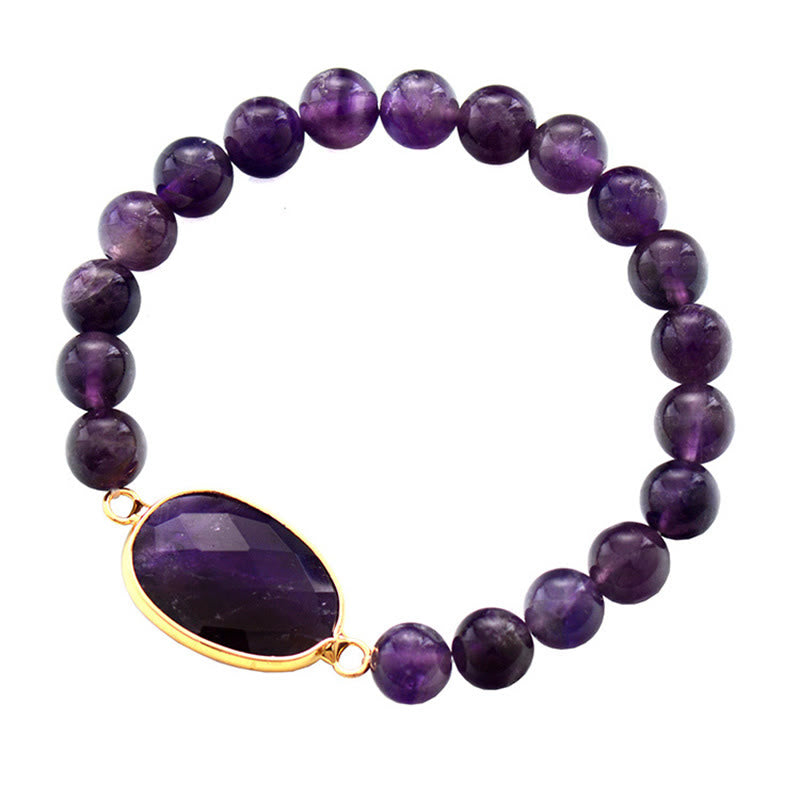 Natural Amethyst Crystal Balance Marquise Pattern Bracelet