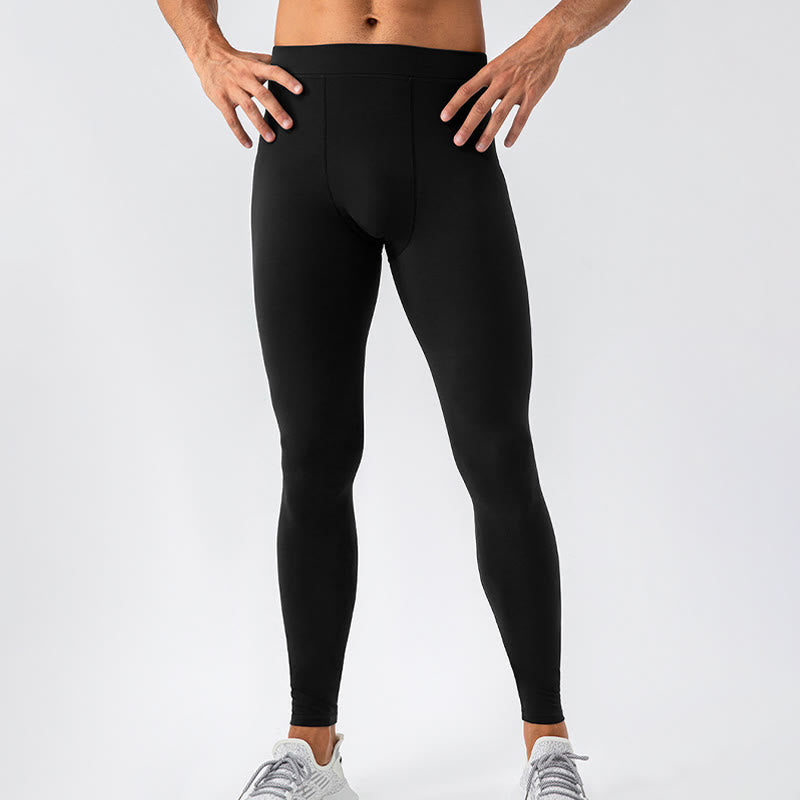 Plain High Waist Elastic Breathable Sports Men's Leggings Pants