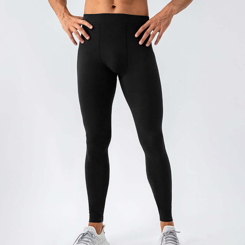 Plain High Waist Elastic Breathable Sports Men's Leggings Pants