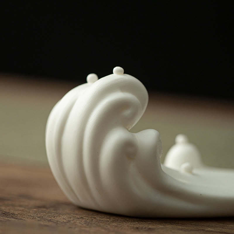 mystic zen Monk Ceramic Sea Wave Mountain Blessing Incense Burner Decoration