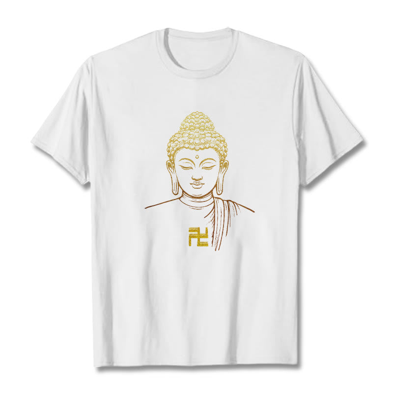 Swastika Pattern Golden mystic zen Cotton Tee T-shirt