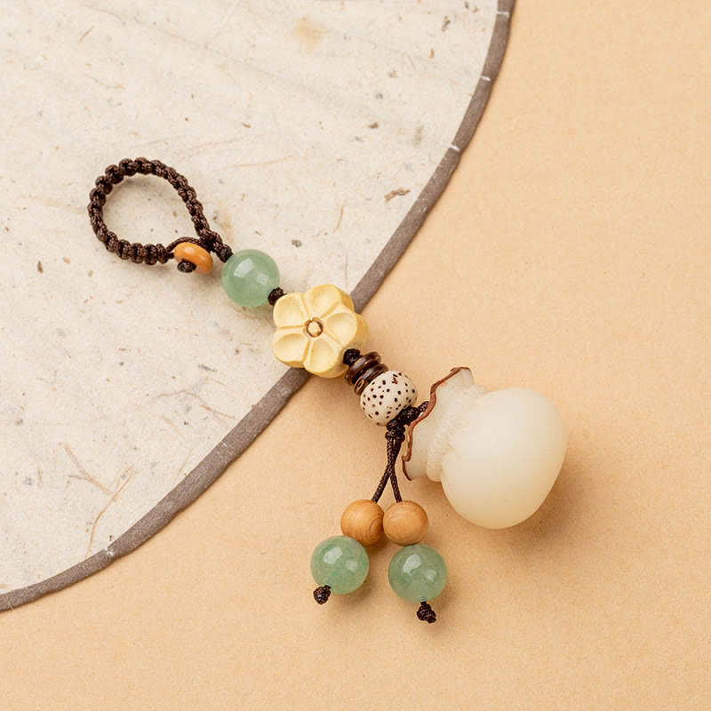 Natural Bodhi Seed Money Bag Flower Blessing Prosperity Keychain