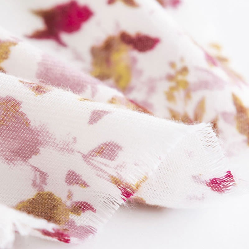 Tibetan Floral Falling Leaves Print Shawl Fall Winter Cozy Warm Travel Scarf Wrap