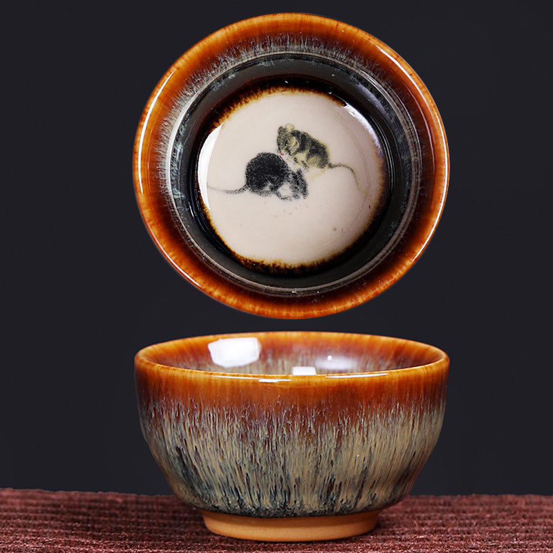 12 Chinese Zodiac Pattern Ceramic Teacup Kung Fu Jian Chinese Zhan Tea Cup 73ml