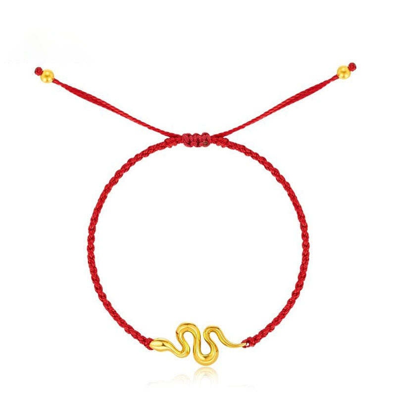 999 Gold Red String Lucky Beads Year Of The Snake Connection Bracelet