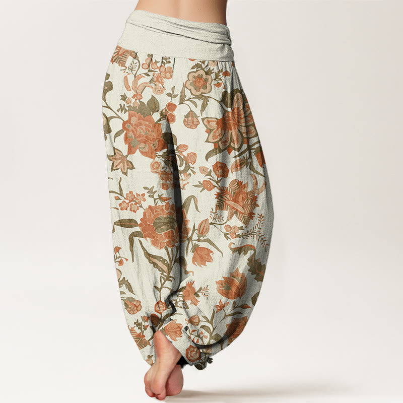 Sunflower Pattern Women's Elastic Waist Harem Pants