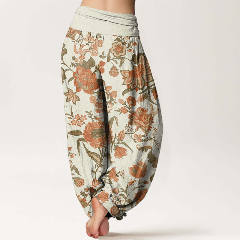 Sunflower Pattern Women's Elastic Waist Harem Pants