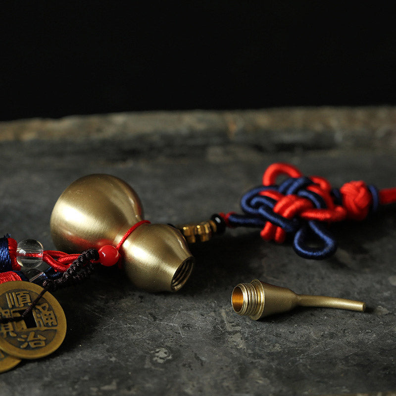 Feng Shui Wu Lou Gourd Ancient Chinese Coins  Wealth Car Hanging Decoration