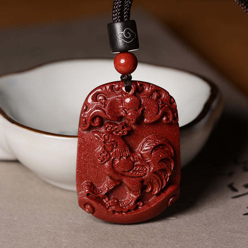 Chinese Zodiac Cinnabar Calm Concentration Necklace Pendant