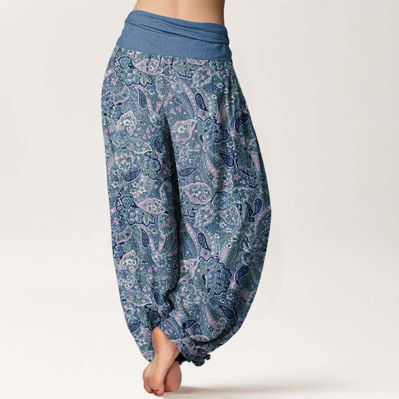 Casual Cashew Flower Design Women's Elastic Waist Harem Pants