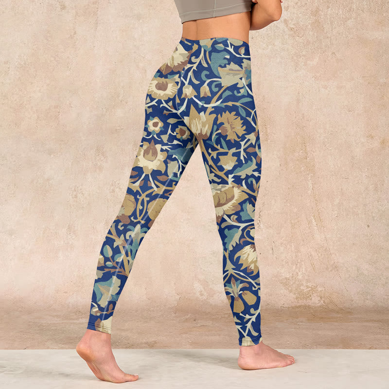 Interconnected Lotus Flowers Pattern Gym Leggings Women's Yoga Pants