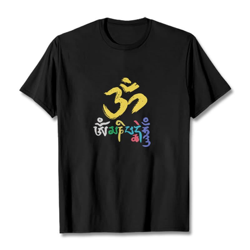 Colorful Om Mani Padme Hum Cotton Tee T-shirt