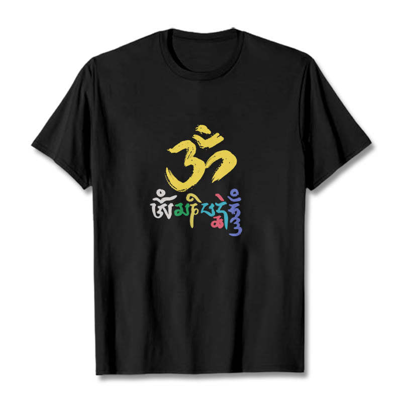 Colorful Om Mani Padme Hum Cotton Tee T-shirt