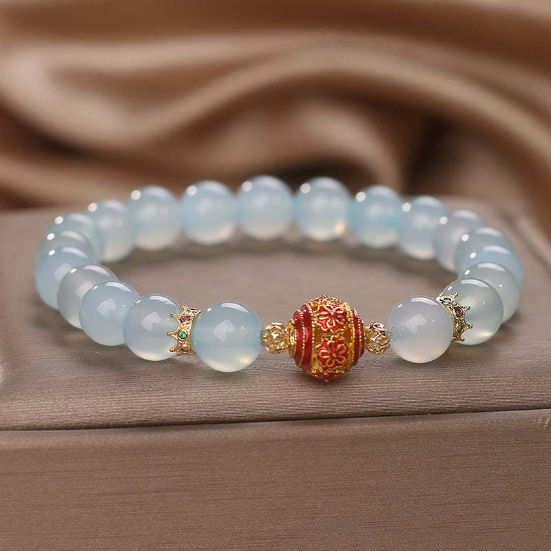 Natural Aquamarine Flower Bead Healing Bracelet