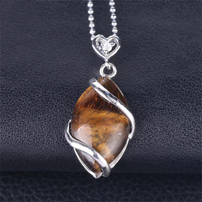 Marquise Pattern Natural Crystal Stone Charm Necklace Pendant