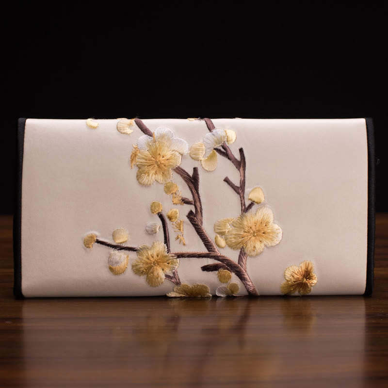 Plum Bossom Su Embroidery Journey Shopping Long Purse Handbag