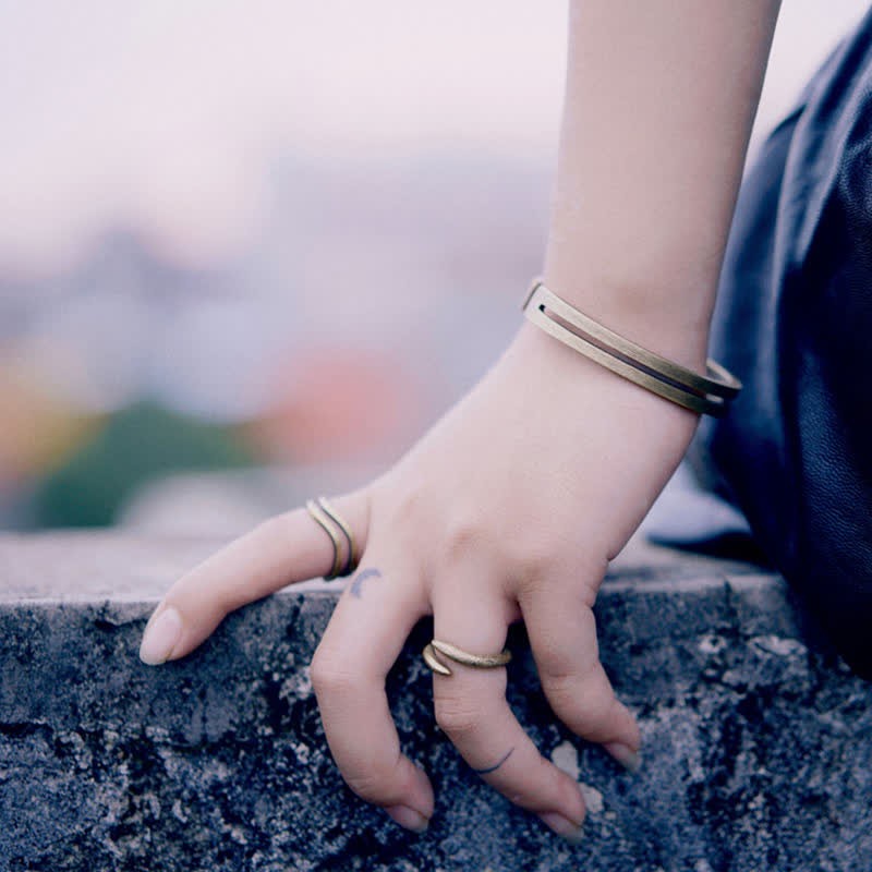 Rustic Copper Luck Viking Cuff Bracelet