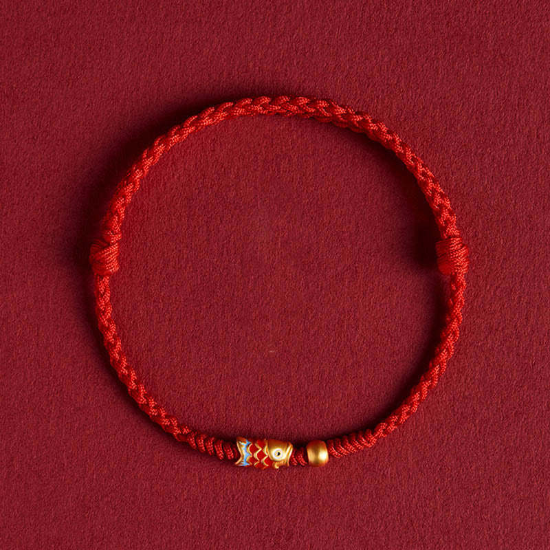 925 Sterling Silver Handmade Koi Fish Wealth Success Braided Rope Bracelet
