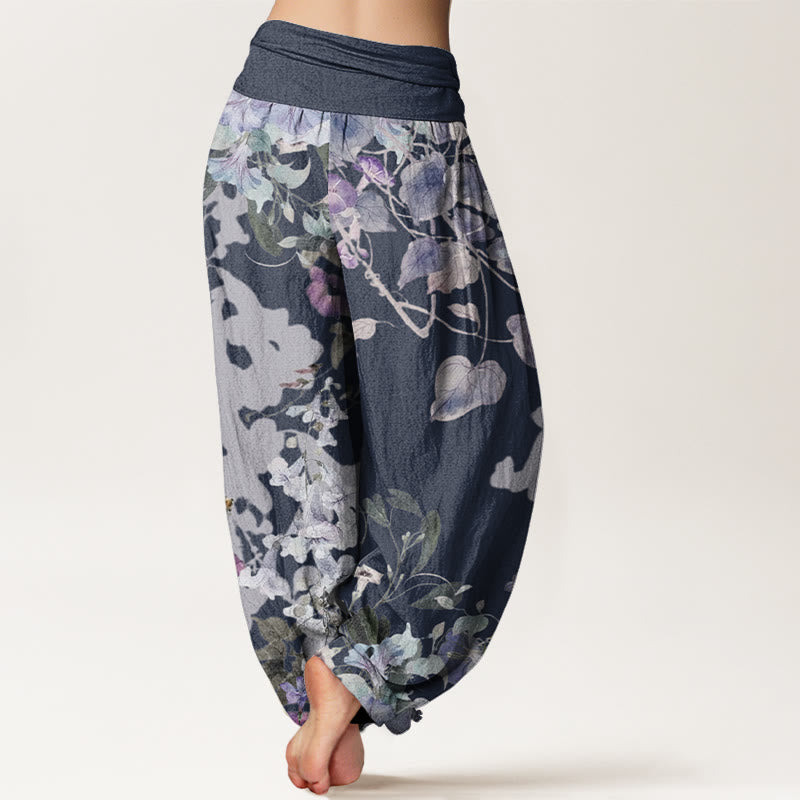 Morning Glory Totem Pattern Women's Elastic Waist Harem Pants