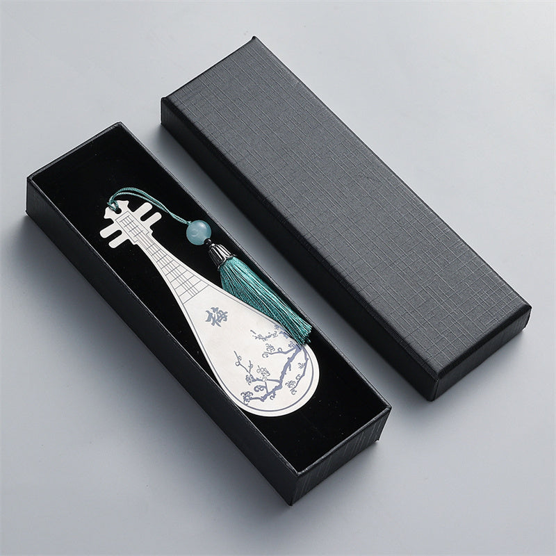 Classical Musical Instruments Pipa Guzheng Guqin Ruan Metal Bookmarks Tassel With Gift Box