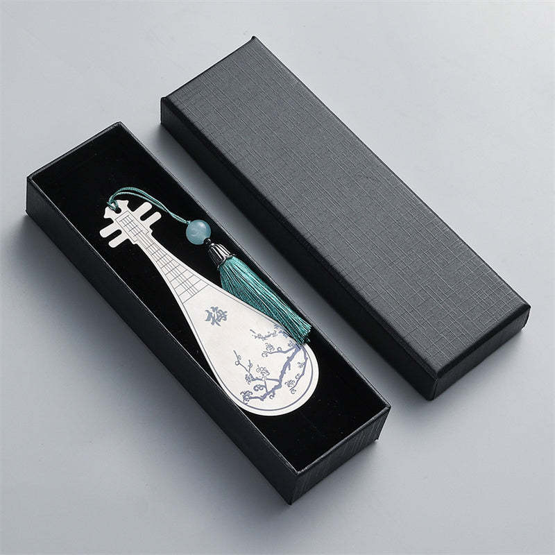 Classical Musical Instruments Pipa Guzheng Guqin Ruan Metal Bookmarks Tassel With Gift Box