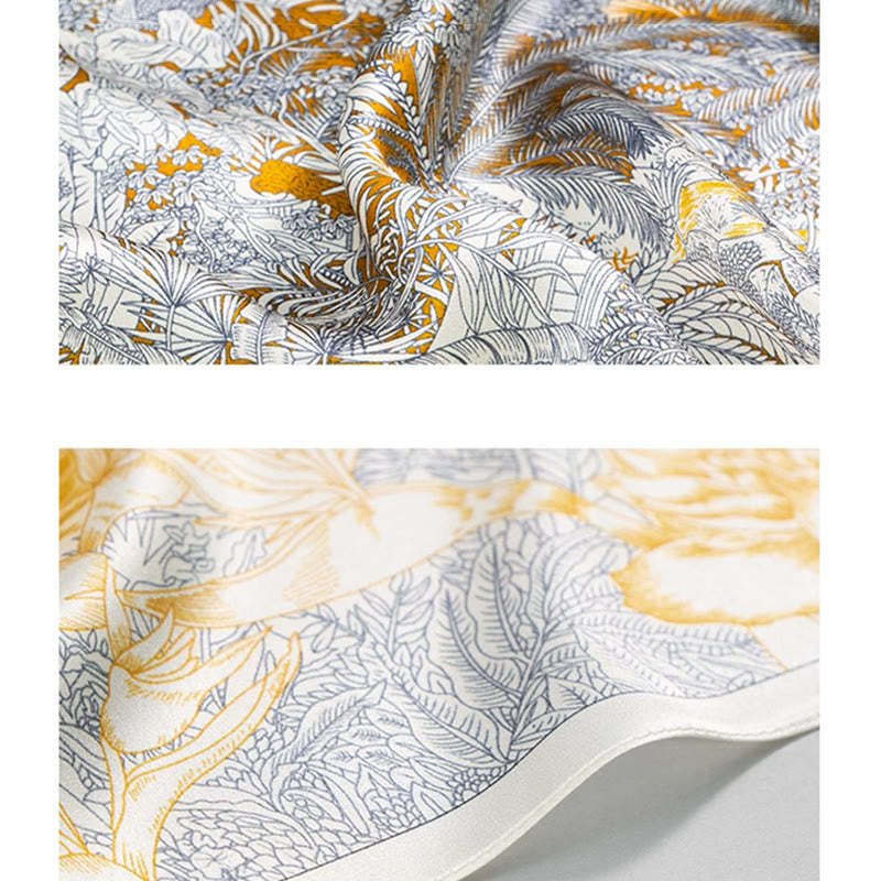 Jungle Oil Painting Auspicious Clouds 100% Mulberry Silk Scarf Premium Grade 6A Double-sided Silk Neck Scarf
