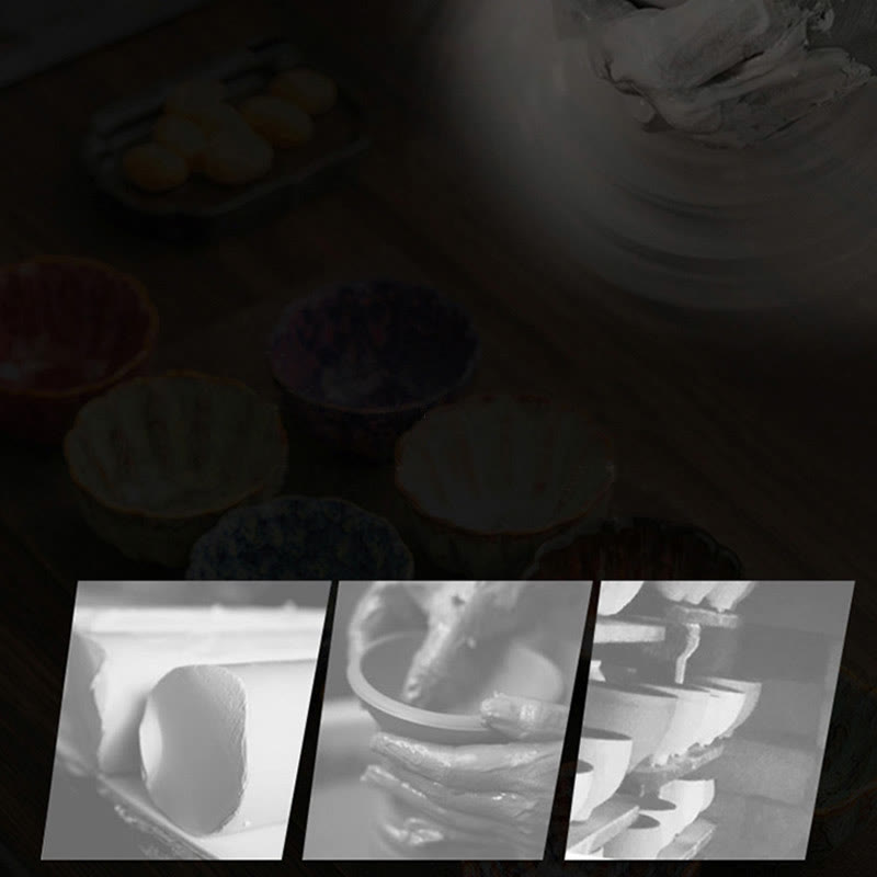 6Pcs Plum Blossom Petal Pattern Chinese Jianzhan Kiln Change Ceramic Teacup Kung Fu Tea Cup Bowl With Gift Box