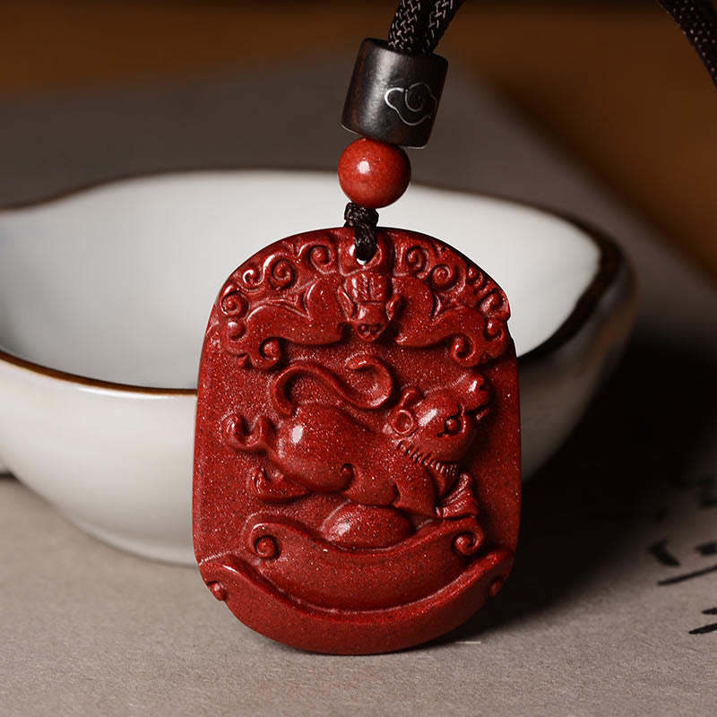 Chinese Zodiac Cinnabar Calm Concentration Necklace Pendant