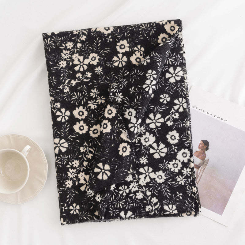 Tibetan Shawl Fresh Daisy Print Fall Winter Soft Warm Travel Scarf Wrap