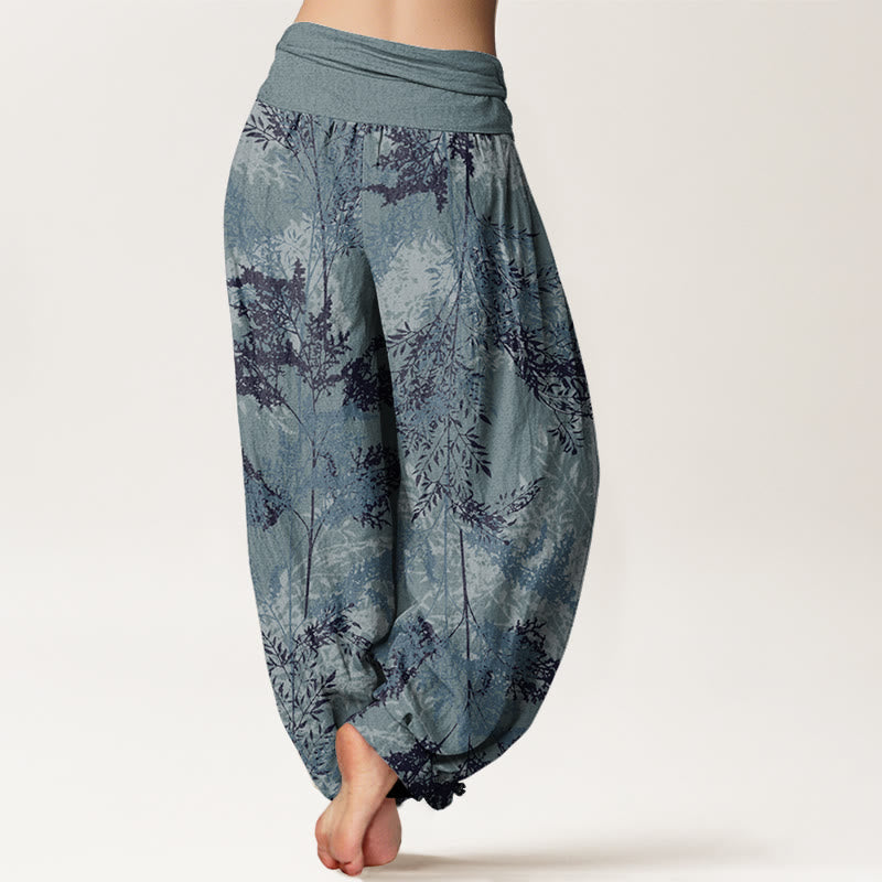 Leaves Branches Design Women's Elastic Waist Harem Pants