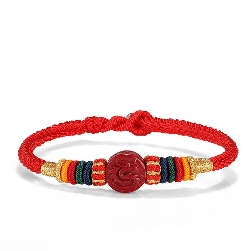 Year of the Dragon 925 Sterling Silver Chinese Zodiac Cinnabar Auspicious Matches Blessing Bracelet