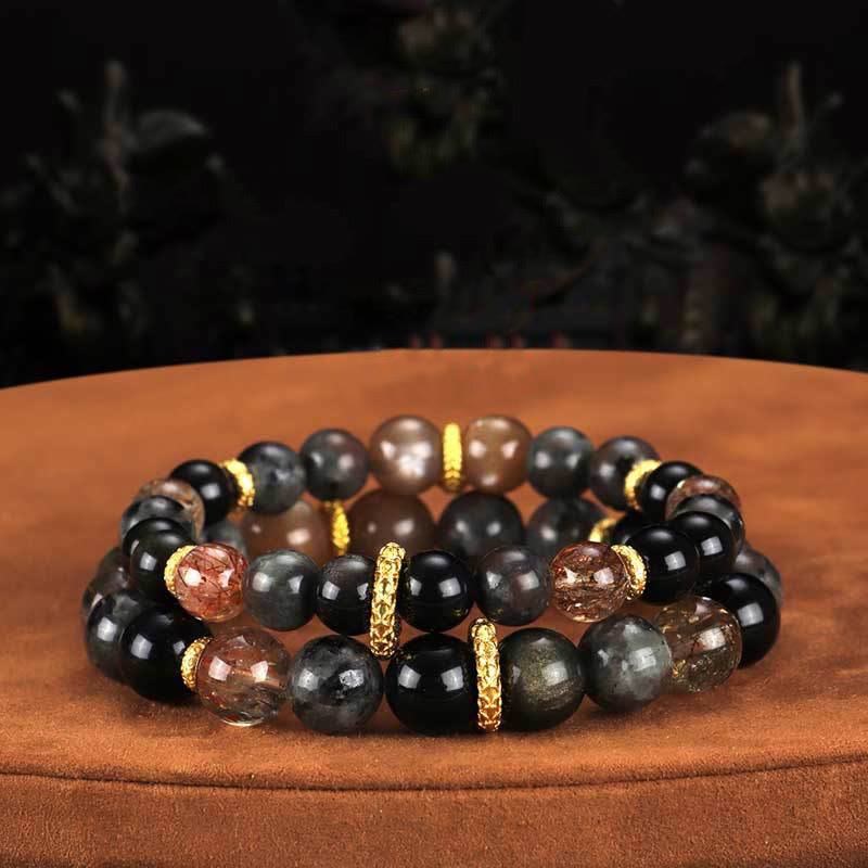 Sun Stone Lava Rock Positive Bracelet