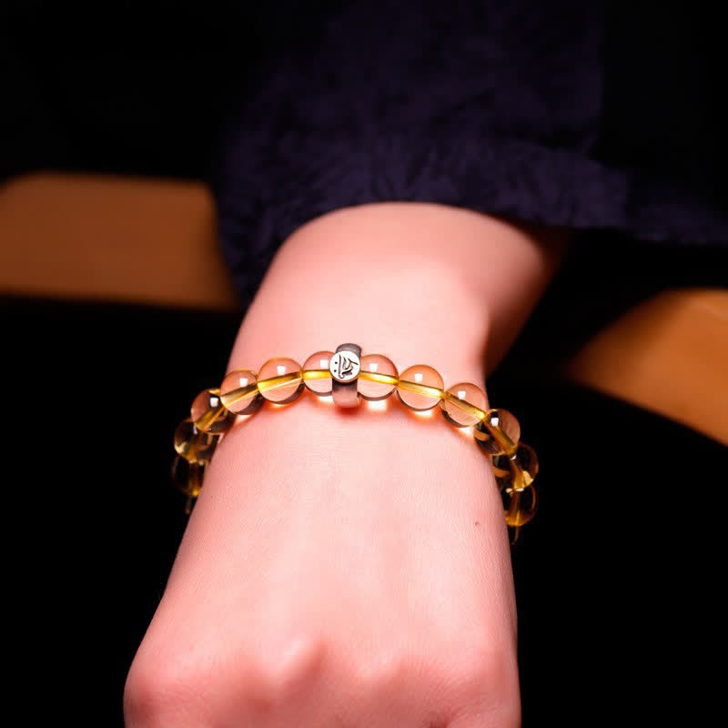 925 Sterling Silver Chinese Zodiac Natal mystic zen Citrine Protection Bracelet