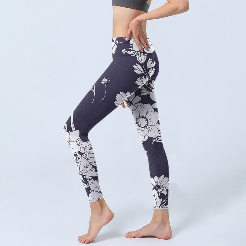 Flowers Blossom Print Sports Fitness Leggings Women's Yoga Pants