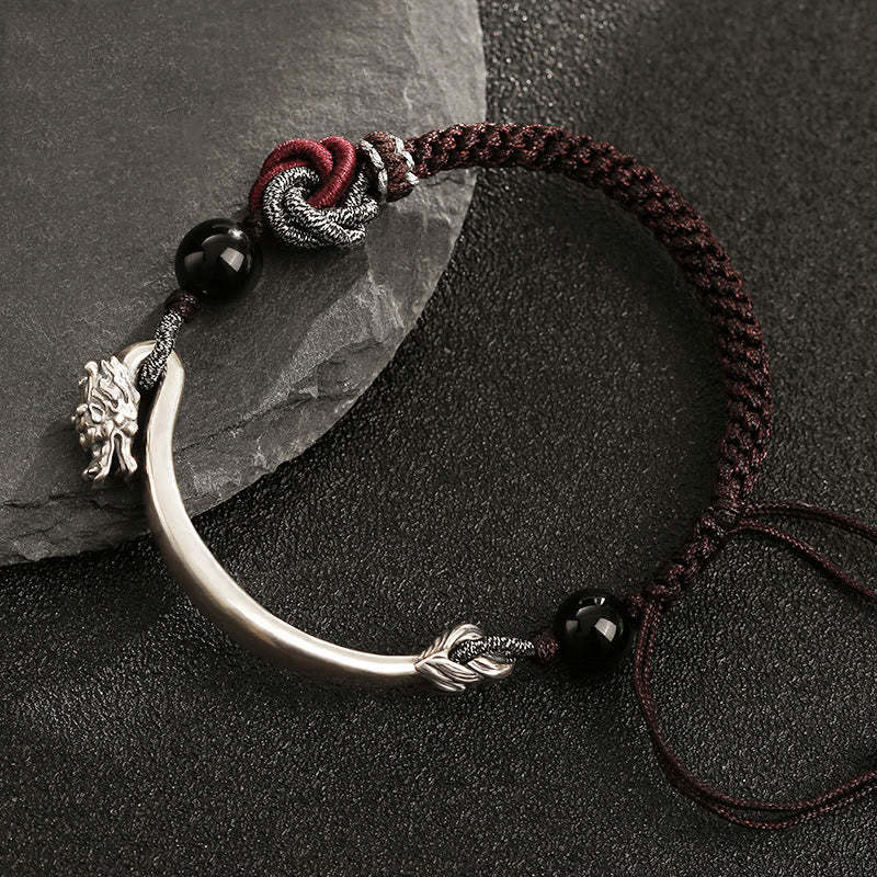 925 Sterling Silver Auspicious Dragon Success Handcrafted Braided Bracelet