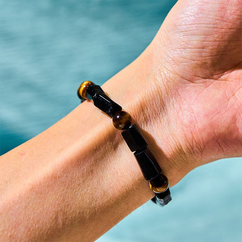 Natural Black Tourmaline Tiger Eye Positive Bracelet