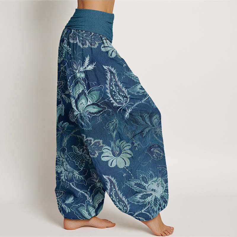 Casual Floral Leaves Women's Elastic Waist Harem Pants