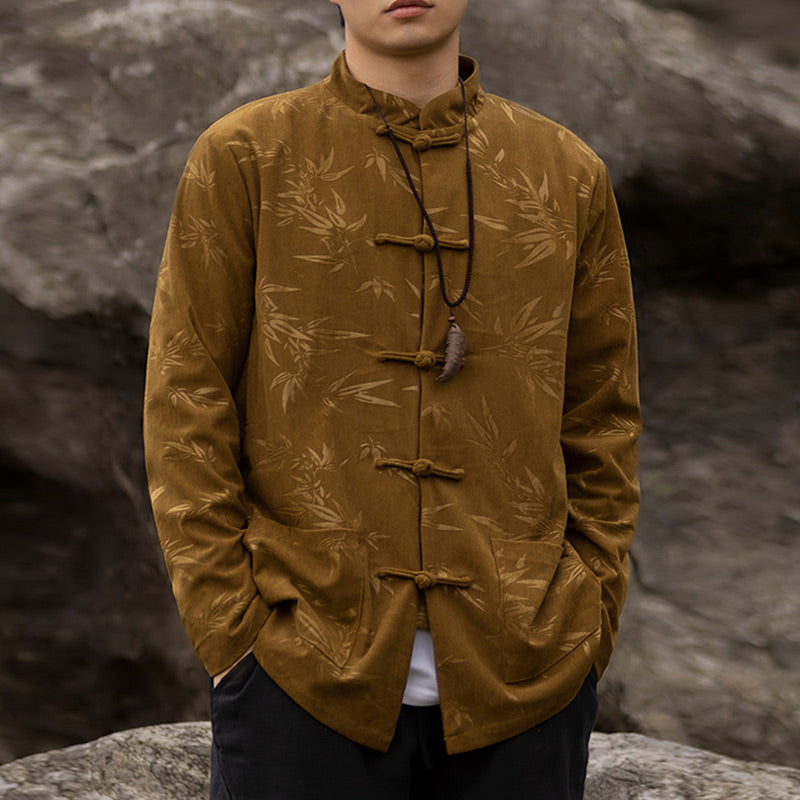Bamboo Leaves Clothing Chinese Tang Suit Jacket Coat Men Clothing