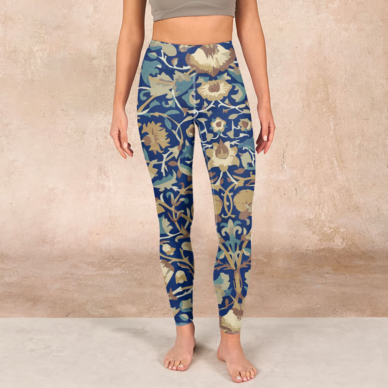 Interconnected Lotus Flowers Pattern Gym Leggings Women's Yoga Pants