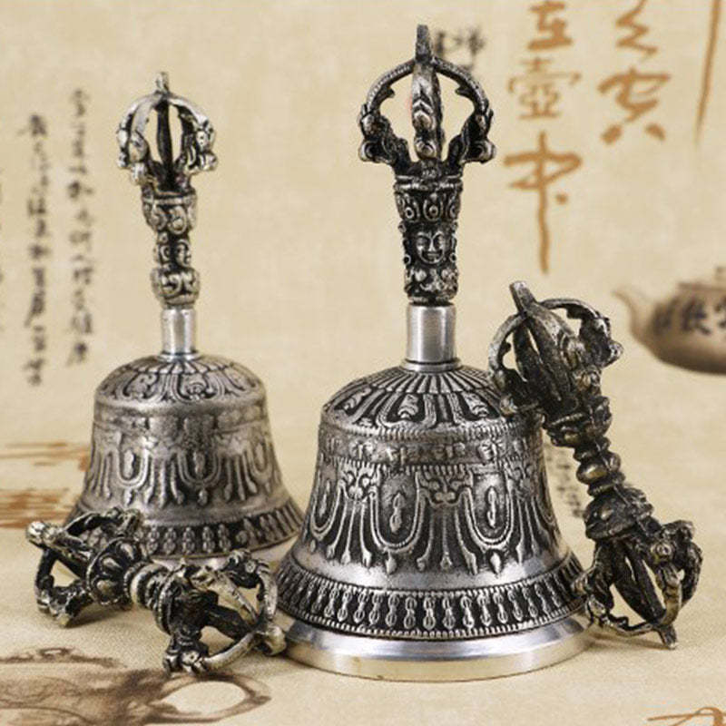 Tibetan Meditation Bell and Vajra Dorje Copper Decoration Set